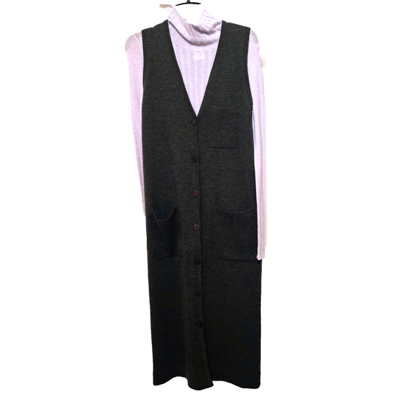 Vintage Sarah Chapman Wool Sleeveless Midi Dress Size Medium - Picture 1 of 13